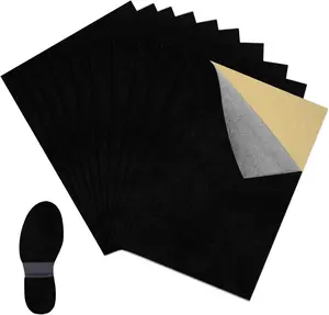 10 Pcs Stick-on Faux Suede Dance Shoe Soles, 11.8in x 8.3in Black Suede Sheets - Friction-Reducing for Easy Rotation, Sliding, and Indoors Use
