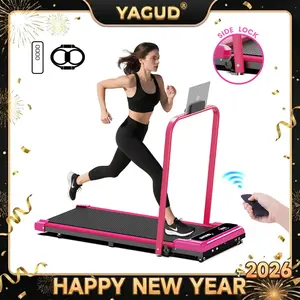 【Adjustable Incline】 YAGUD Foldable Treadmill, Low-Noise Motor Walking Pad, 265lbs Weight Capacity, Remote Control & Wheels for Easy mobility, Comes with Free Resistance Bands, Dual Shock-Absorption System Home Fitness Equipment