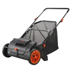 Push Lawn Sweeper, 21-Inch Leaf And Grass Collector, Durable Steel Frame, Thickened Construction, Heavy-Duty Rubber Wheels, Large 3.5 Cu Ft Mesh Hopper Bag, Dual Spinning Brushes, Easy Maneuverability For Yard Cleanup