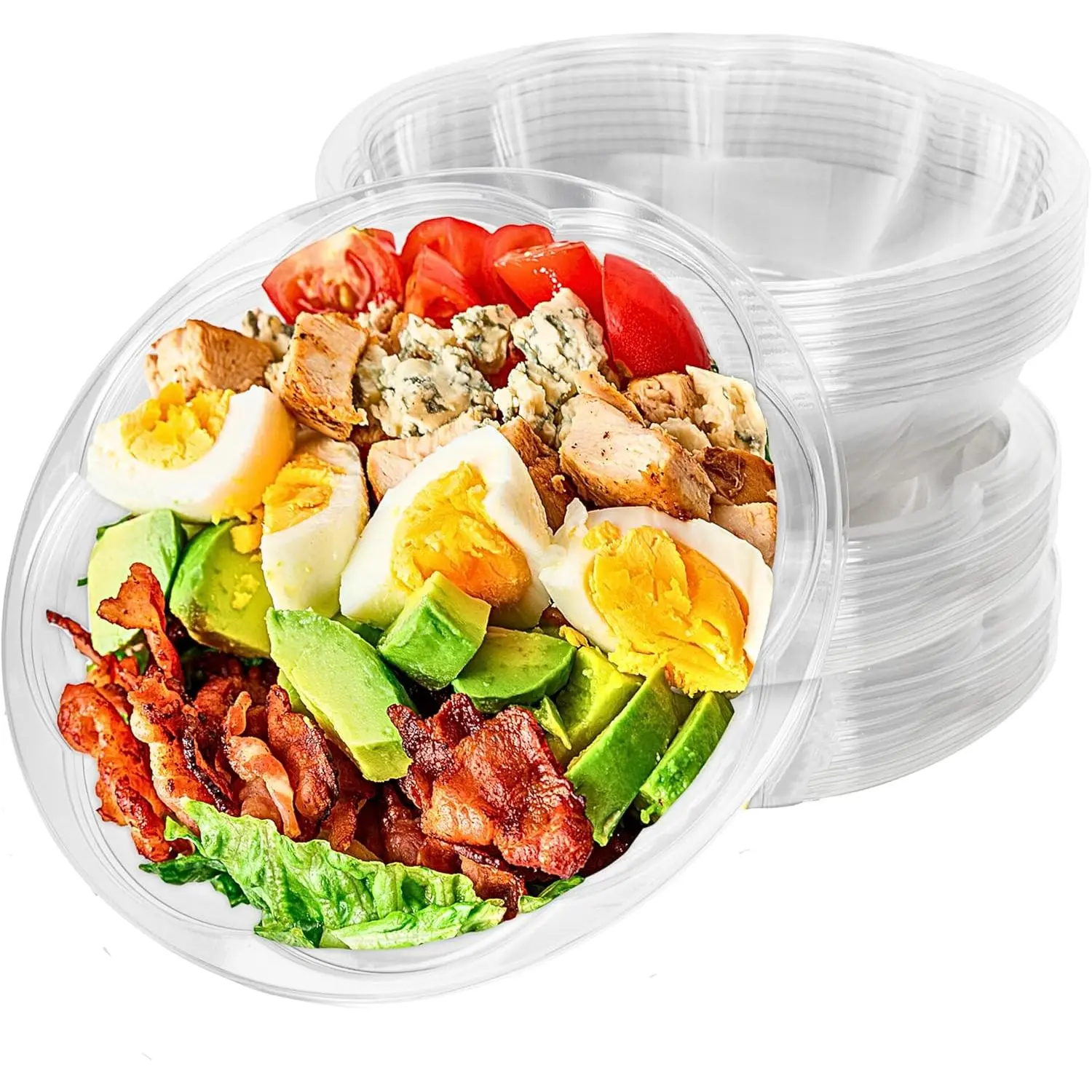 Green Direct 64 oz. Disposable Salad Bowls with Lids - for Meal Prep, Lunch, Serving, To go bowls with lids - Pack of 10