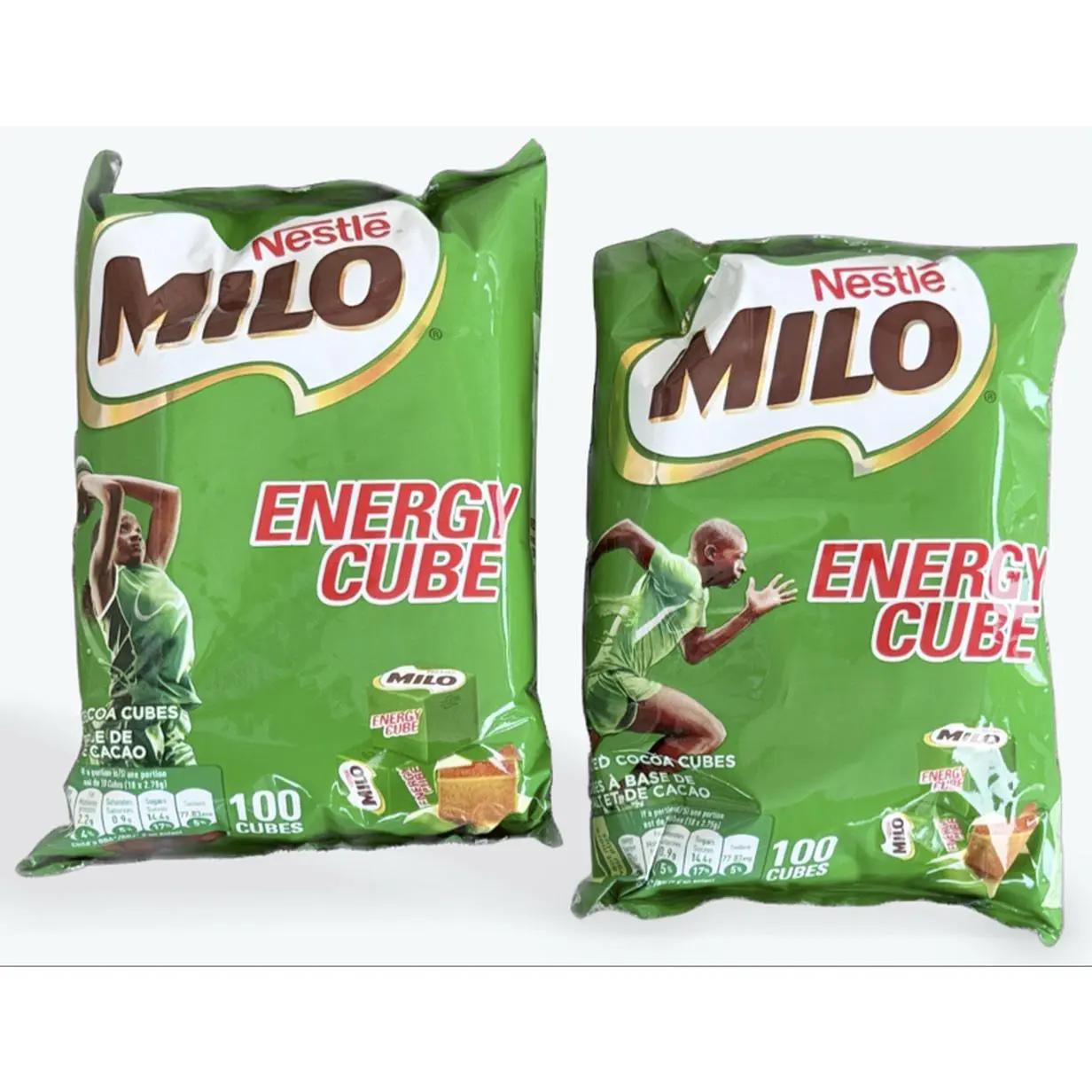 Nestle Milo Choco Energy Cube Chocolates Snack Set - Cocoa Base, 100 Cubes per Pack, 2 Packs Total