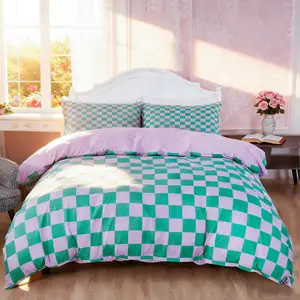 3-Piece Plaid Bedding Set, Soft Comfortable Duvet Cover, 1 Duvet Cover+ 2 Pillowcases  No Insert , Ideal for Bedroom, Guest Room, Birthday Gift