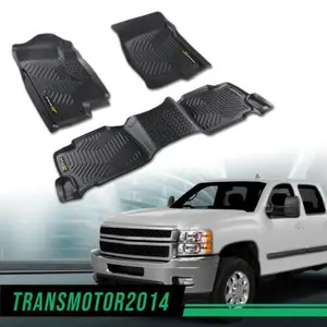 3PCS Fit for 07-13 Chevy Silverado/GMC Sierra TPE Car Floor Mats Rubber Liners Fit for 07-13 Chevrolet Silverado/GMC Sierra 1500,All Weather Floor Mats Rubber Liners,Waterproof Anti-slip Durable Floor Mats Upgraded Version