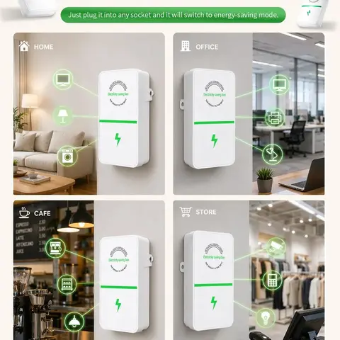 4PCS 2026 Updated Stop Watt Smart Power Factor Saver Plug-in - Energy-Saving Surge Protector, Flame-Retardant Voltage Stabilizer for Home & Office AC, Refrigerator Appliances (Home Users)