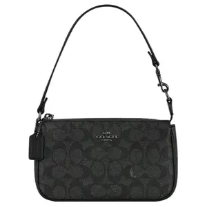 Coach Nolita 19 Logo Print PVC Mahjong Shoulder Bag for Women in Dark Gray