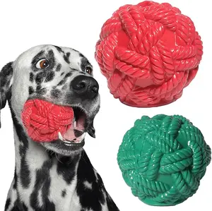Durable Rubber Dog Toy, Treat Dispensing for Medium and Large Breed Ideal for Teeth Cleaning and Training - RED