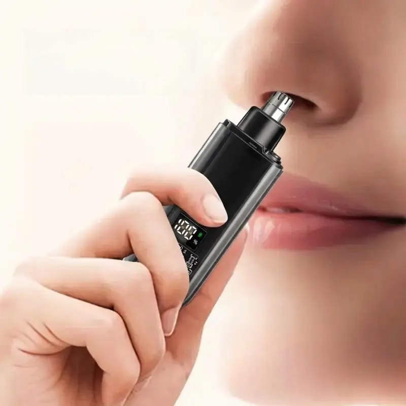 Nose Hair Trimmer IPX7 Waterproof Cordless Quiet Electric for Men with LED Display, USB Rechargeable Trimmer, Portable Grooming Tool, Cleaning Brush, USB Cable, – Men's Birthday Gift Ideas