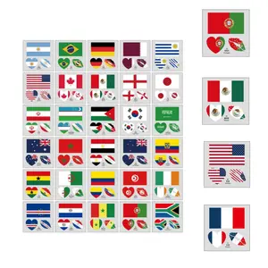 World Cup 2026 Temporary Tattoos Football Soccer Face Stickers Waterproof Country Flag Tattoos for Fans Game Day Watch Party Sports Event Supplies 48 PCS