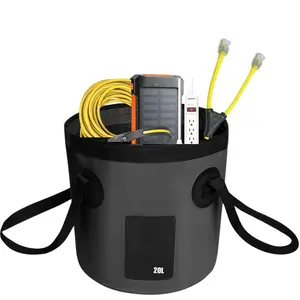 Emergency Power Outage Kit – Solar Rechargeable Battery, 50ft 14/3 Extension Cord, Generator Y Adapter, 4 Outlet Power Strip, Portable Headlamp & Collapsible Bucket – Storm, Hurricane & Disaster Preparedness Kit