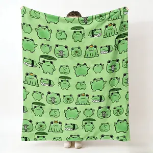 A Lovely Plush Blanket Featuring a Silly Frog Print, Soft And Cozy, Perfect for Use on Sofas, Beds, Under Air Conditioning, Or for Camping Perfect Gift for Kids and Adults