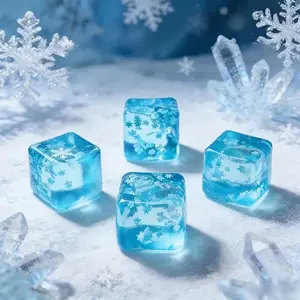 4Pack -Slow Rise Stress Balls  Square Ice Cube with Snowflakes Inside, Sensory Fidget Toys for Anxiety Relief in Adults & Kids, Calming Squishy for Classroom Prizes & Office Desk, Relaxation Gift