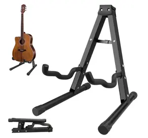 DkOvn 1/2/4 Pack Guitar Stand, A-Frame Folding Guitar Stand with Non-Slip Rubber and Foam Arms, Metal Guitar Stand for Acoustic Guitar, Electric Guitar, Bass, Ukulele, Banjo(1 Pack, Model A)