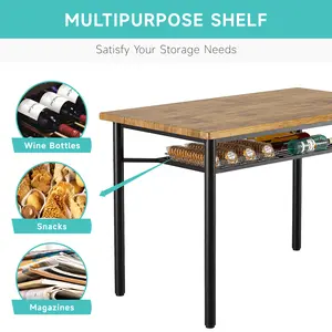 New Upgraded Dining Table Set for 4, Kitchen Table with 4 Chairs, 5 Piece Rectangular Dining Table Furniture Set with Storage Rack for Small Space, Apartment, Dinette(Rustic Brown)