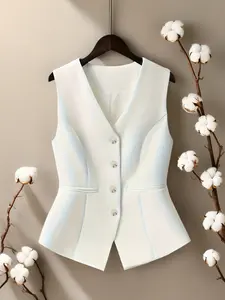 Women's Slimming Suit Vest, Commuter Versatile Cardigan Top, Trendy Fitted Waistcoat, Perfect for Daily Wear, Stylish Office, Womenswear Elegant Chic