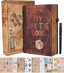 Our Adventure Book Travel Scrapbook Journal Notebook, 144Pages Scrap Book Photo Albums, Faux Leather Journaling Diaries, Scrapbooking Gifts Set With Pen and Stickers for Anniversary Wedding Office