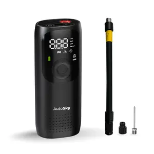 AutoSky Portable Tire Inflator - 3-in-1 Cordless Air Pump with Power Bank & Emergency LED Flashlight | Digital Pressure Gauge, Auto Shut-Off | For Cars, Bikes, Motorcycles & SUVs