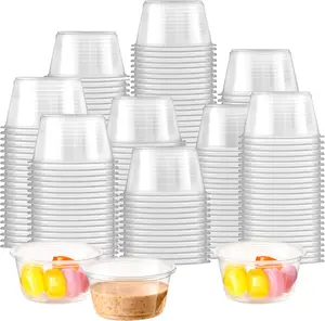 Chevaux 100-Pack Plastic Ramekins, BPA Free Condiment Cups No Lids Disposable Plastic Ramekins in Bulk, Stackable Souffle Cups