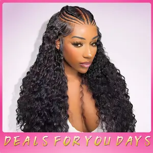 PearlWig Pre-Braiding Deep Wave Human Hair Wig 13x6 MAX HD Lace Front 250% Density Natural Black Wear And Go Wig