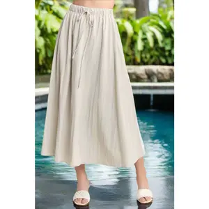 Drawstring Waist Crinkle Skirt