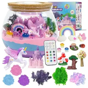 Unicorn Terrarium Crafts Kit for Kids-LED Night Light Up & Remote Unicorn Birthday Gifts Toys for Girls Ages5 6 7 8 9 10 Year Old-Christmas Gifts for Girls