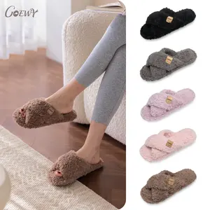 Fuzzy Open Toe Slippers for Women Indoor & Outdoor Memory Foam Cozy Cross Band Soft House Shoes Slip On Gifts for Mom Her Ladies Bridesmaid - Footwear, Girl