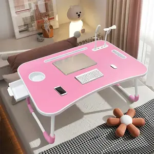 Ultra Large Portable Laptop Bed Table - Multi functional tray holder with cup holder and drawer, USB, fan, and light - Perfect for eating, reading, and writing on beds, sofas, floors - Stable, durable, and foldable