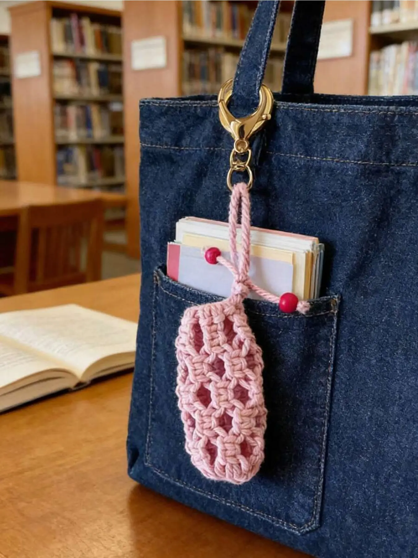 Handmade Crochet Lipstick Keychain, Bohemian Style Lipstick Pouch with Lobster Clasp, Portable Accessory for Daily Use, Gifts & Travel