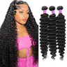 Thick Deep Wave Human Hair Bundles Raw Human Hair Weave Brazilian Body Wave Quick Weave Extensions 1/3/4 Bundles #Summervibes