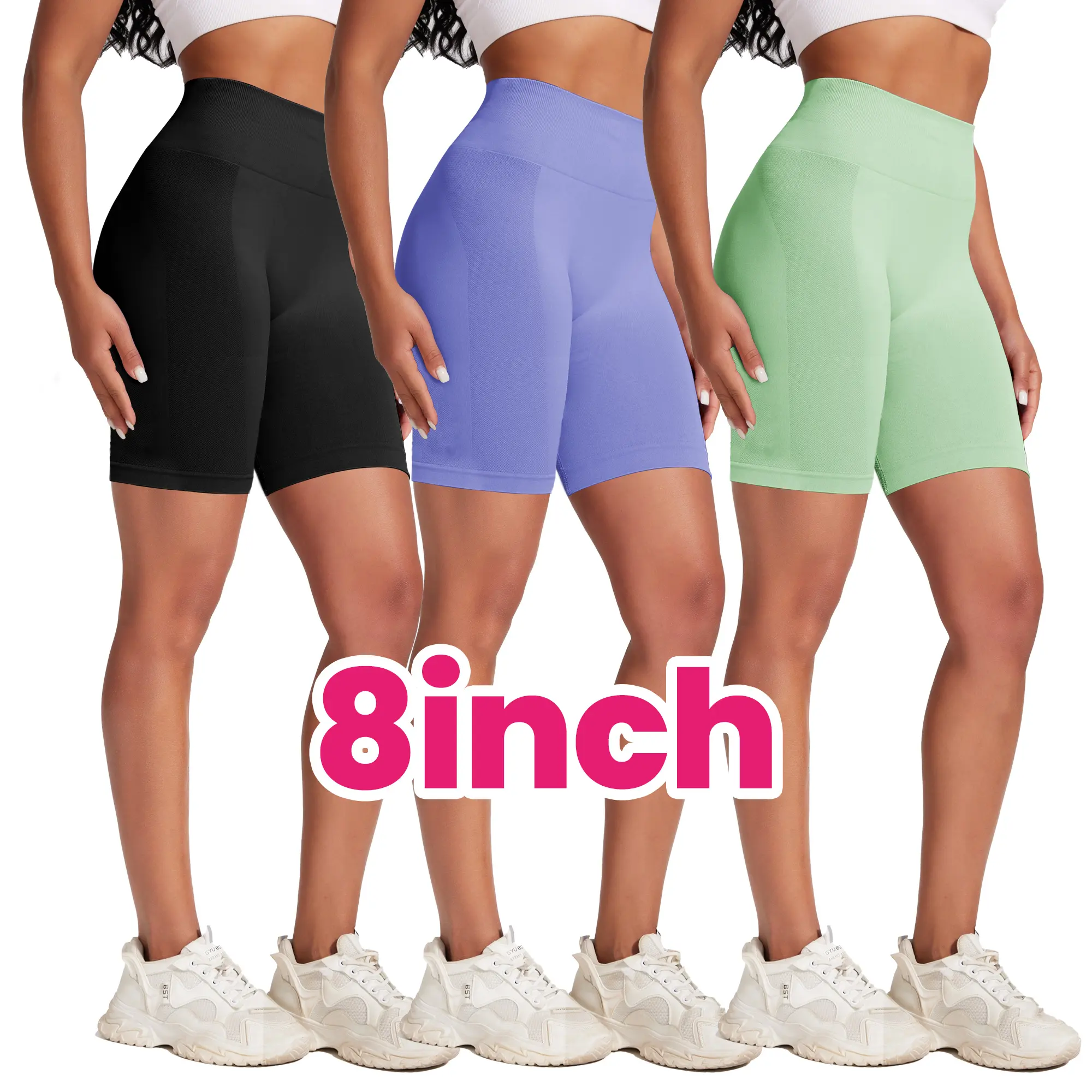 VICONOW Workout 5/8 Inch Shorts for Women - 3 Pack High Waist Tummy Control Bike Shorts for Gym Workout Athletic Running Yoga VICONOW Workout 5/8 Inch Shorts for Women - 3 Pack High Waist Tummy Control Bike Shorts for Gym Workout Athletic Running Yoga