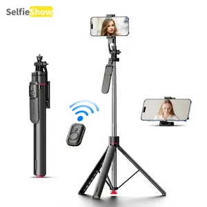 69" Auto Pop Open Selfie Stick Tripod, 1.75m Extra Tall Phone Stand with 33ft Bluetooth Remote, Wind-Resistant Base, Detachable Phone Holder & Universal 1/4" Mount for TikTok Live, Travel, Vlogging & Content Creators
