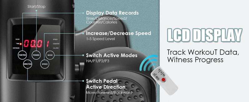 ANCHEER Under Desk Elliptical, Electric Seated Pedal Exerciser, Quiet & Compact Mini Elliptical Trainer with Display Monitor and Remote Control, Home Office Leg Exercise Equipment for Seniors Adults