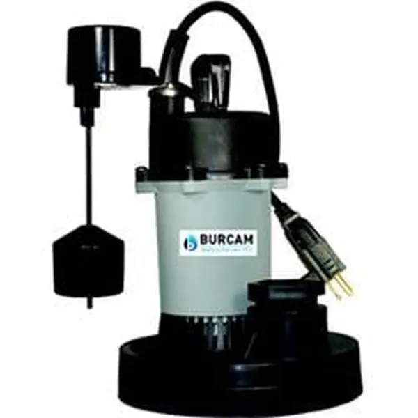 Burcam 300610Z 0.3 HP Liquid Submersible Sump Pump, 115V, Independent Vertical Float Switch, for Basement Flood Prevention, Drain Pool Use, Permanent Residential Installation