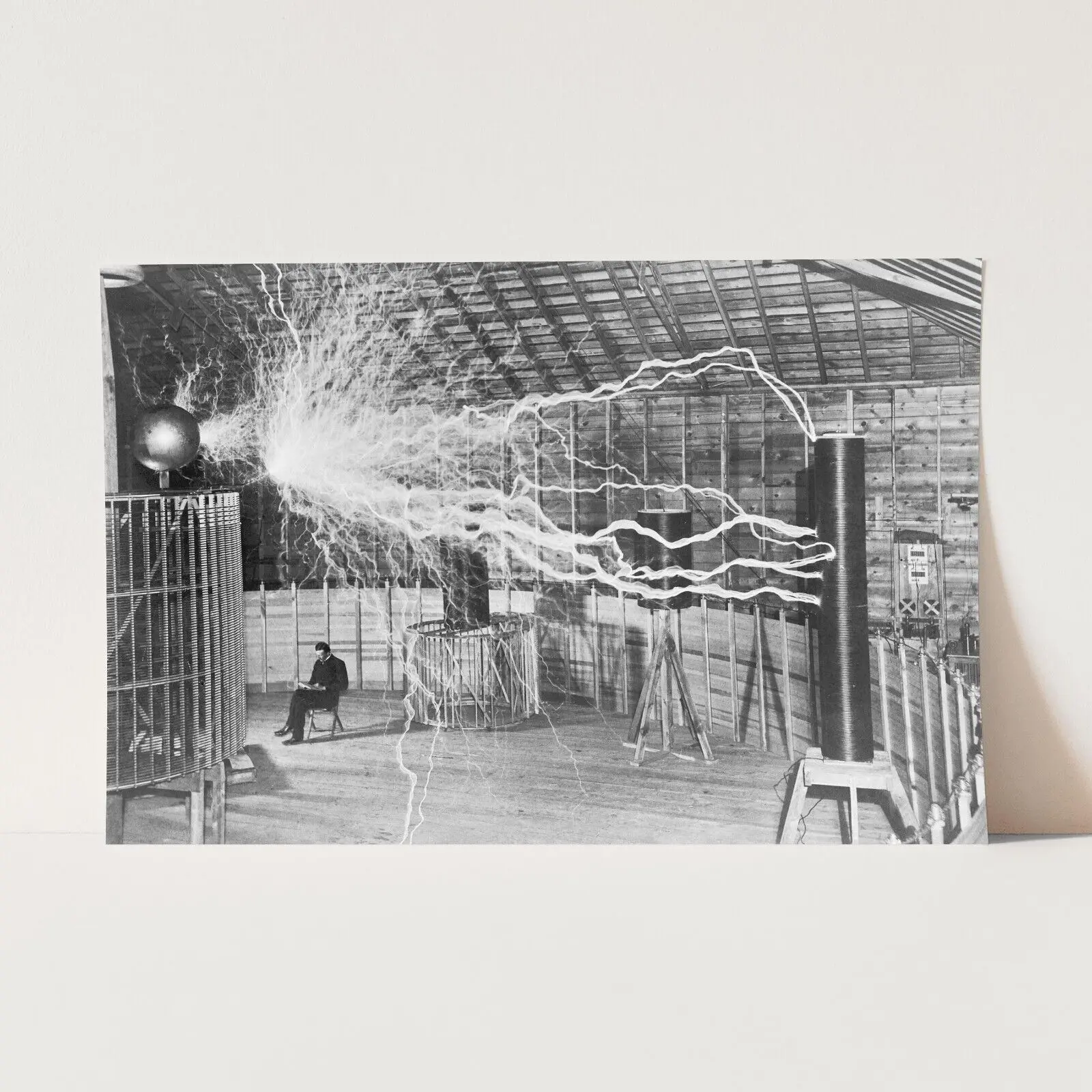 Trendy Poster-Nikola Tesla Reading Electric Generator 1900s Electricity Wall Art Poster Print Decor Room Colorful Gifts Ornaments Decoration