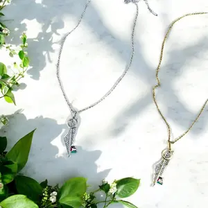 Palestine Key Rhinestone Map Necklace – Gold &Silver