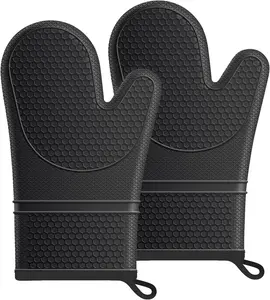 Silicone Oven Mitts, Set of 2, Heat Resistant Oven Gloves with Soft Lining, Non-Slip Kitchen Essentials, Kitchen Accessories.