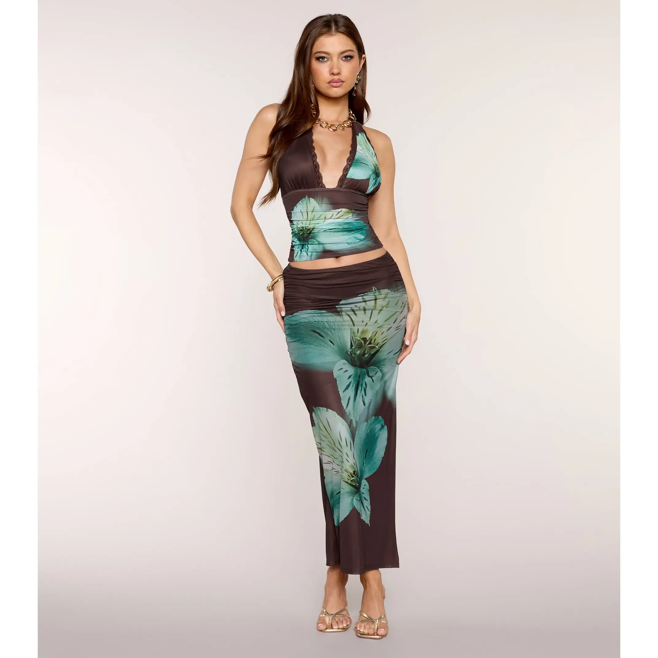 Vacay-Coded Tropical Floral Print Maxi Skirt Vacay-Coded Tropical Floral Print Maxi Skirt