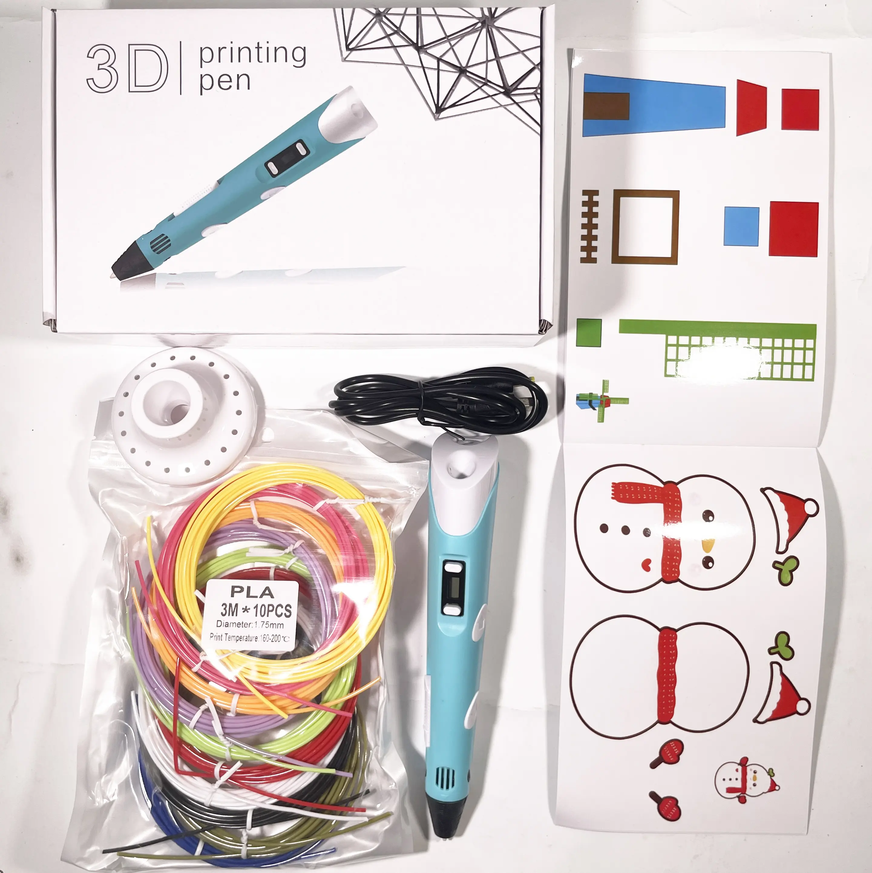 3D Printing Pen Kit with Display, 320-410°F Temperature Adju PLA Plastic Filament Colors, Project Guide, Decoration Compatibility, Auto Sleep Mode,