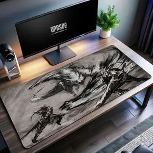 Epic Monster Hunter Desk Mat - Fierce Video Game Artwork Mouse Pad for Gaming Setup, Gaming Mousepad Keyboard Pad, Extra Desk Mat