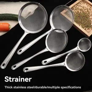 Kitchen Stainless Steel Strainer, Fine Mesh Strainer, Soy Milk Filter Mesh, Home Frying Skimmer Oil Grate, Noodle Foam Juice Net Drain