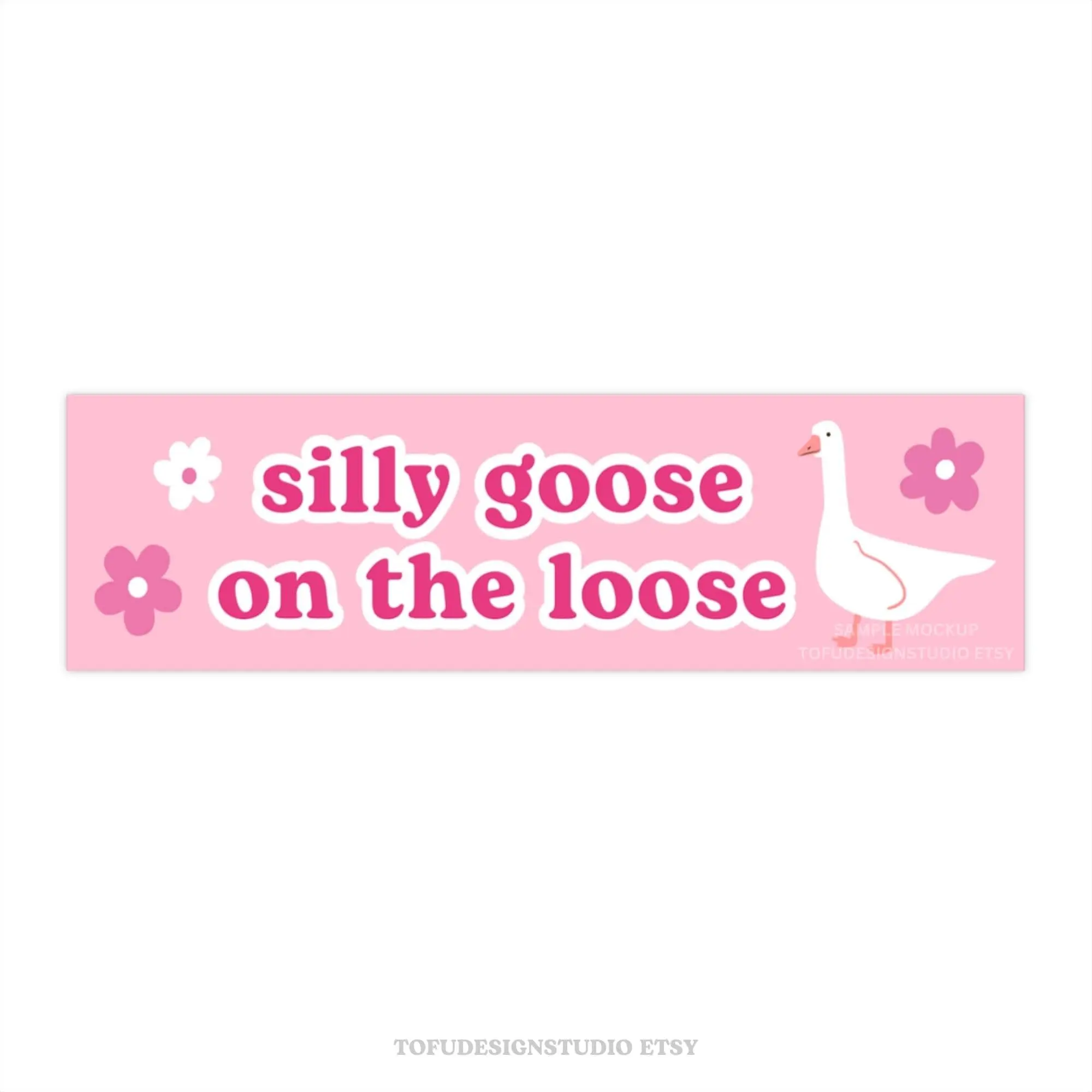 Silly Goose On The Loose, Cute Car Magnet, Pink Car Decal, Funny Meme, Goose on Board, Cute Car Accessory Gift, Car Decor