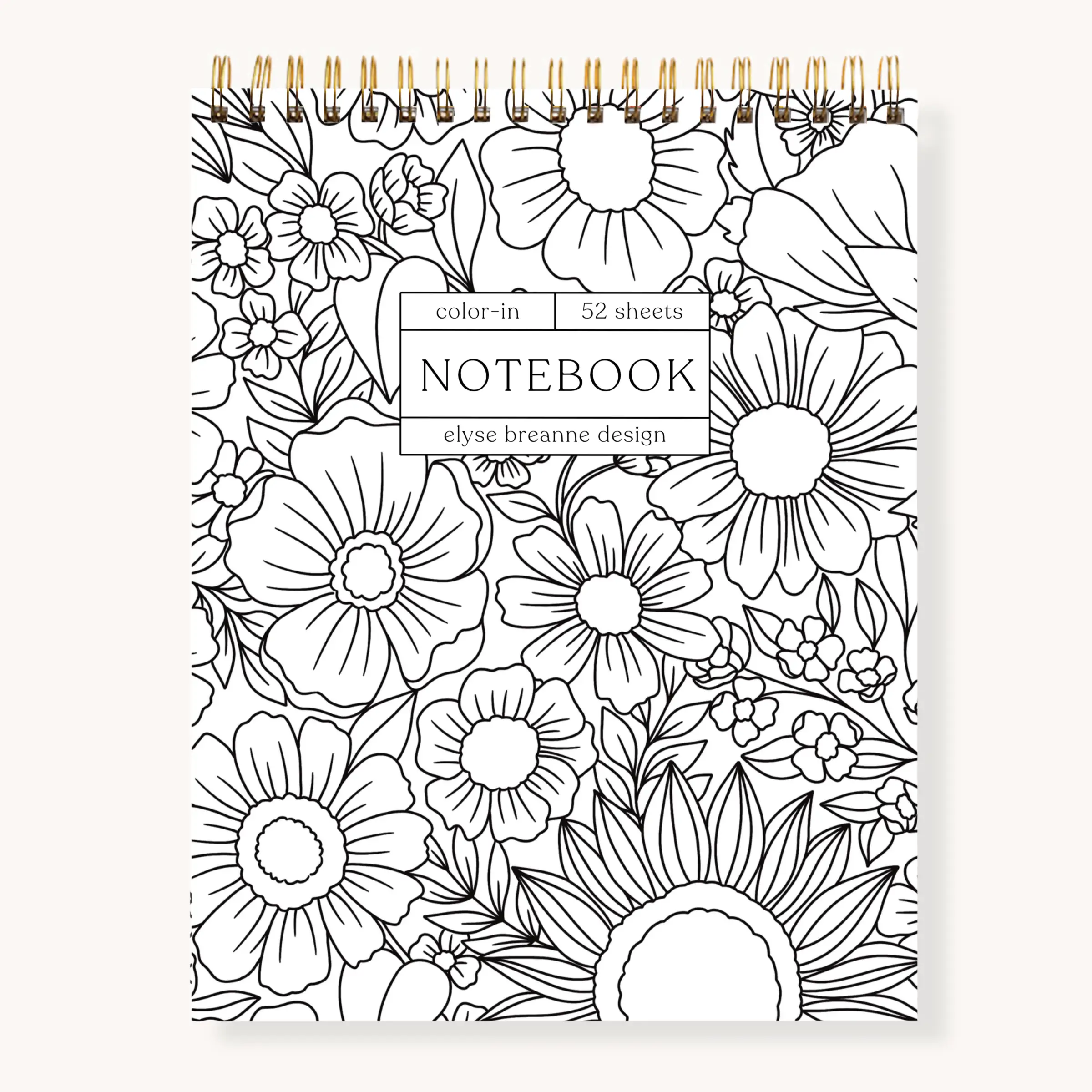 Color-In Notebook - 52 Sheets - Top-Bound Spiral with Flip Over Notepad and Coloring Page Border