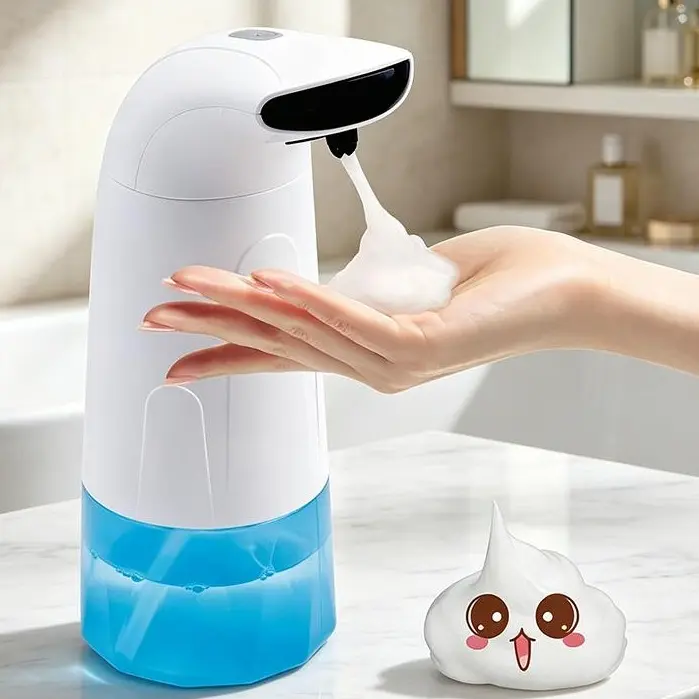Automatic Foaming Soap Dispenser - Hands-Free, Touchless Countertop Pump for Kitchen, Bathroom - Blue