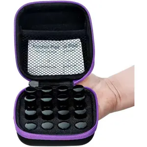 Peptide Vial Case for Fridge Storage - 16 Slot Organizer Holds 1-3ml Vials for Insulin, GLP-1, Peptides,Hard Shell Travel Case with Hand Strap (Purple Zipper)