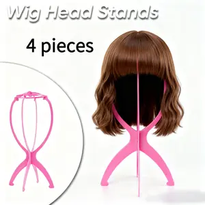 Wig Stand, Portable Folding WigStand,4PC, Hair Wig Display Stand, Wig Head HolderMannequin Head Stand, Hair Extensions & WigsAccessories wig hair stylist gift
