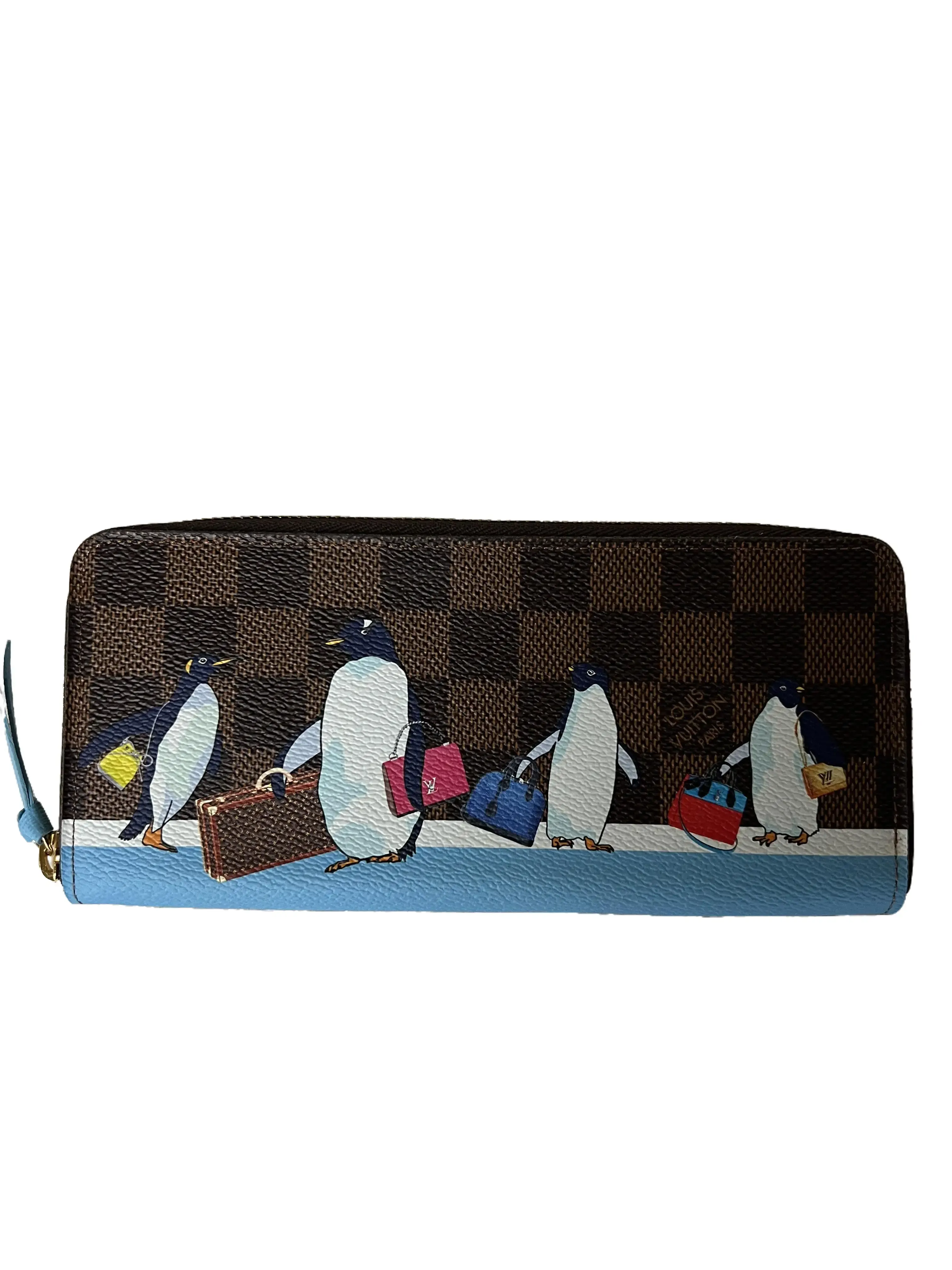 Pre-owned Louis Vuitton Leather Wallet Damier Ebene Clemence Limited Edition