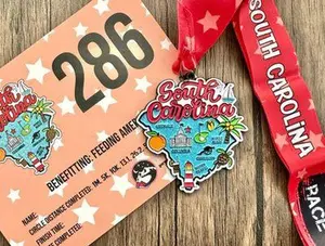 Race Through South Carolina Medal and Bib