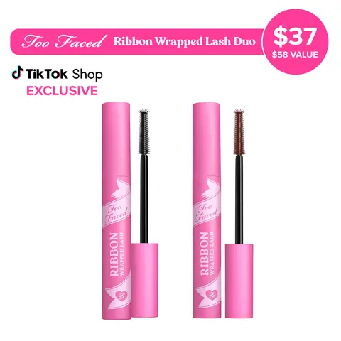 Too Faced Ribbon Wrapped Lash Tubing Mascara Duo - Extreme length, Black & Chocolate