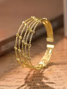 Cross-border Ins vintage and fashionable multi-layered starry beaded exquisite bracelet, European and American designed personalized open 18K gold-plated bracelet