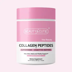 Collagen Peptides Powder with Superfoods and Digestive Enzymes - Hair, Skin, Nail & Gut Support | Beauty & Cutie | 10.04 oz Unflavoured
