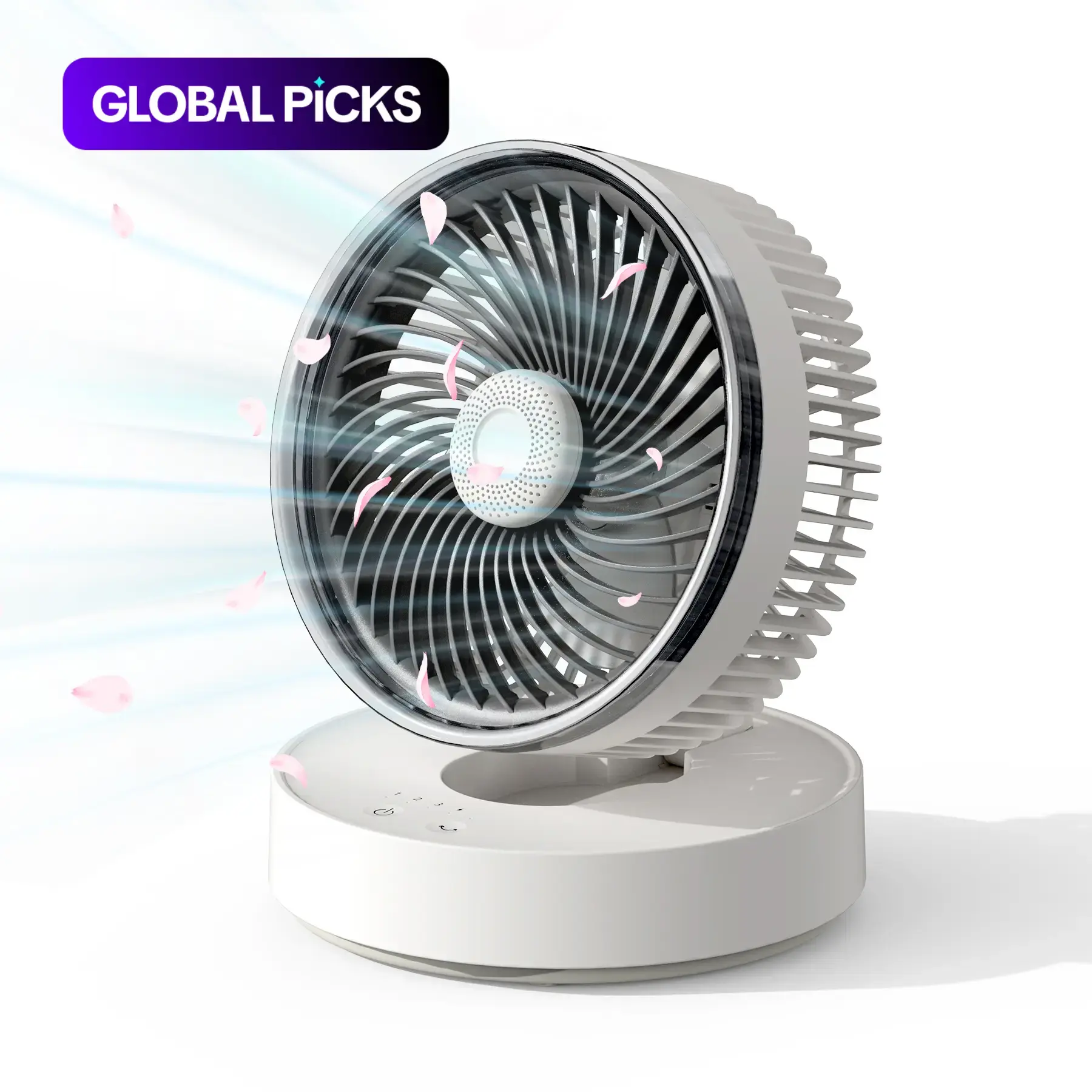 Portable Foldable Desktop Circulating Fan, 4000mAh Battery, Rechargeable Personal Fan, 90° Automatic Oscillation, Dual-Use Hanging and Tabletop Design, Aromatherapy Box Included #GLOBAL PICKS
